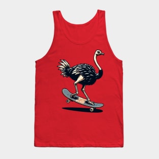 Ostrich bird riding a skateboard Tank Top